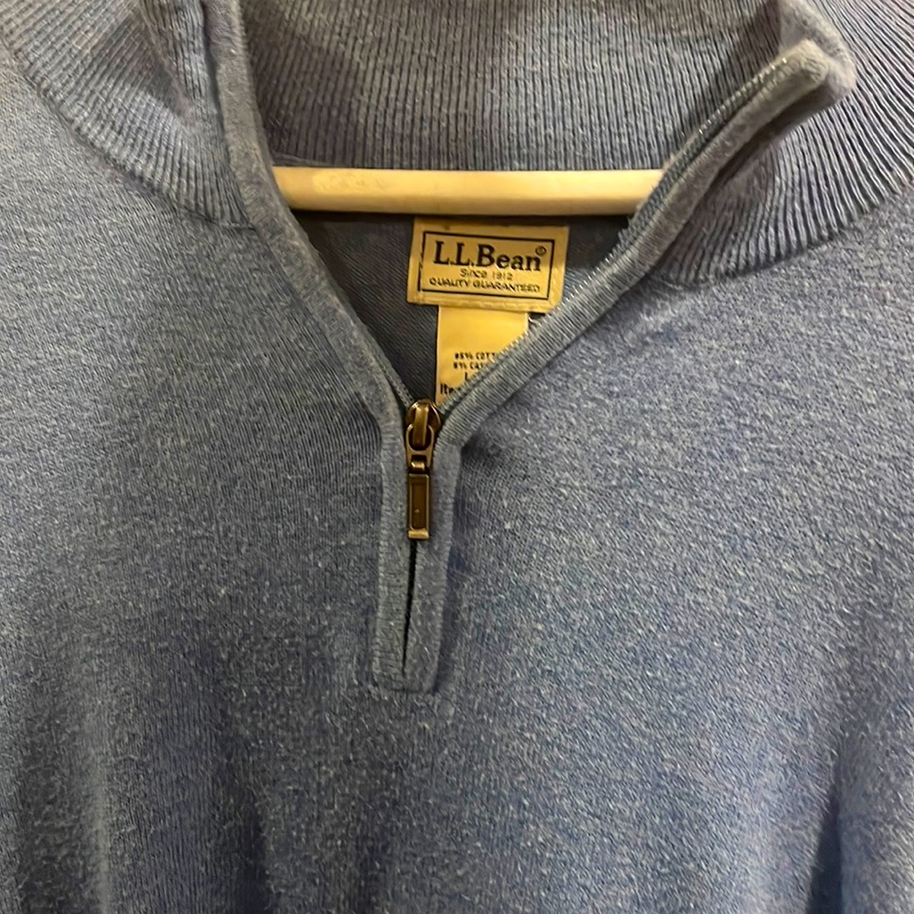 Men's Cotton/Cashmere Sweater, Quarter-Zip - BLUE as not grey as in stock photo